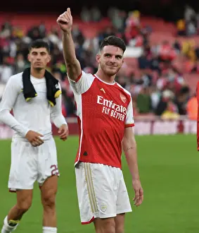Arsenal V AS Monaco 2023-24 Prints: Arsenal's Homecoming: Rice Celebrates with Ecstatic Fans