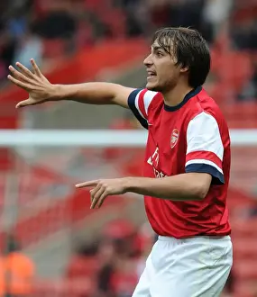Arsenal V Anderlecht 2012-13 - Pre Season Prints: Arsenal's Ignasi Miquel Scores the Winning Goal Against Anderlecht in The Markus Liebherr Memorial Cup
