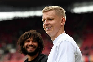 Images Dated 14th May 2023: Arsenal's Injured Zinchenko: Pre-Match Scene at Emirates Stadium