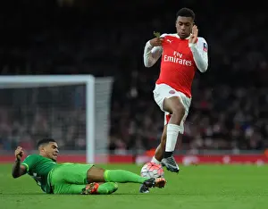 Arsenal V Sunderland FA Cup 2015-16 Prints: Arsenal's Iwobi Clashes with Sunderland's Yedlin in FA Cup Battle at The Emirates