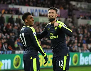 Arsenal's Iwobi and Giroud: Dancing in Unison after Scoring Second Goal vs Swansea City (2016-17)