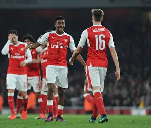 Arsenal V Reading EFL Cup 2016-17 Prints: Arsenal's Iwobi and Holding Celebrate Goal in EFL Cup Win over Reading
