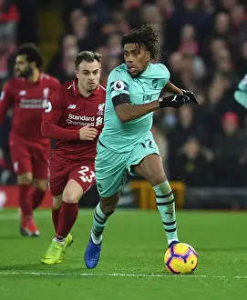 Liverpool V Arsenal 2018-19 Prints: Arsenal's Iwobi Outsmarts Shaqiri: Thrilling Moment from the Intense Premier League Clash at Anfield (2018-19)