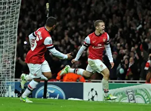 Arsenal's Jack Wilshere and Alex Oxlade-Chamberlain Celebrate First Goal Against Montpellier (2012-13)