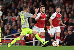 Arsenal V FC Köln 2017-18 Prints: Arsenal's Jack Wilshere Clashes with 1