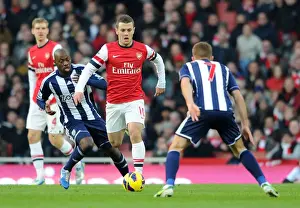 Arsenal's Jack Wilshere Clashes with Youssouf Mulumbu and James Morrison of West Bromwich Albion, Premier League 2012-13