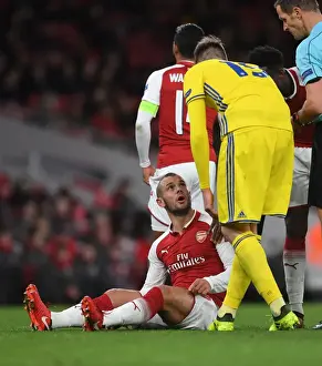Arsenal V BATE Borisov 2017-18 Prints: Arsenal's Jack Wilshere Confronts BATE Borisov's Nemanja Milunovic during Europa League Clash