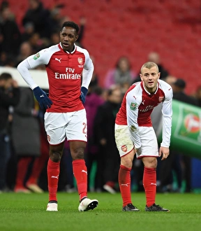 Arsenal V Manchester City - Carabao Cup Final 2018 Prints: Arsenal's Jack Wilshere and Danny Welbeck Celebrate Carabao Cup Final Victory over Manchester City