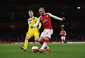 Arsenal V BATE Borisov 2017-18 Prints: Arsenal's Jack Wilshere Goes Head-to-Head with Evgeni Berezkin in Europa League Showdown