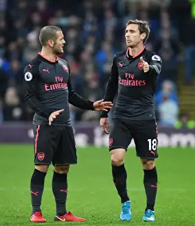 Burnley V Arsenal 2017-18 Prints: Arsenal's Jack Wilshere and Nacho Monreal in Action Against Burnley (2017-18)
