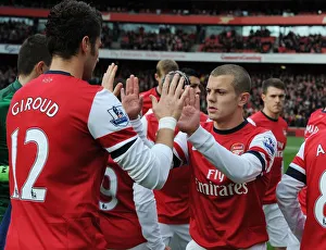 Arsenal's Jack Wilshere and Olivier Giroud Before Match vs. Queens Park Rangers (2012-13)