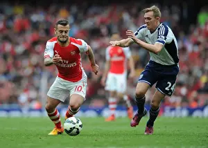 Arsenal V West Bromwich Albion 2014/15 Prints: Arsenal's Jack Wilshere Outsmarts Darren Fletcher: A Moment of Skill in the 2014/15 Premier League Clash