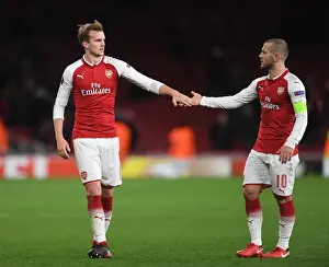 Arsenal V BATE Borisov 2017-18 Prints: Arsenal's Jack Wilshere and Rob Holding Celebrate Europa League Victory