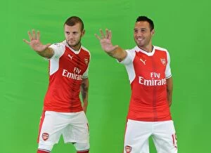 Images Dated 3rd August 2016: Arsenal's Jack Wilshere and Santi Cazorla at 2016-17 First Team Photoshoot