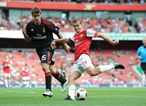 Arsenal V AC Milan 2010-11 Prints: Arsenal's Jack Wilshere vs AC Milan's Sokratis Papastathopoulos - Emirates Cup Showdown