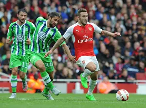 Arsenal V Wolfsburg - Emirates Cup 2015/16 Prints: Arsenal's Jack Wilshere vs. Ricardo Rodriguez: A Battle at the Emirates Cup