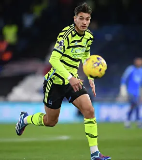 Arsenal's Jakub Kiwior in Action against Luton Town in the Premier League (2023-24)