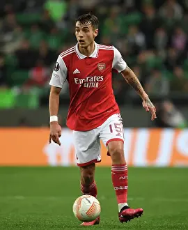 Sporting Lisbon V Arsenal 2022-23 Prints: Arsenal's Jakub Kiwior Faces Off Against Sporting CP in Europa League Round of 16