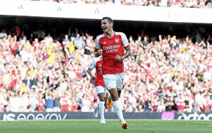 Arsenal v Wolverhampton Wanderers 2022-23 Collection: Arsenal's Jakub Kiwior Scores Fifth Goal in Thrilling Victory over Wolverhampton Wanderers (2022-23)