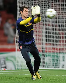 Arsenal's James Shea in Action: 3-1 Victory over Olympiacos in UEFA Champions League Group B