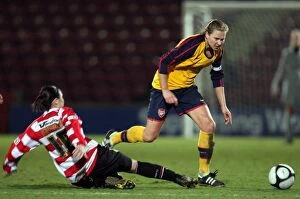 Arsenal Ladies v Doncaster Rovers Belles - League Cup Final 2008-9 Collection: Arsenal's Jayne Ludlow and Vikki Stevens Celebrate 5-0 Victory over Doncaster Rovers Belles in FA