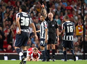 Arsenal V West Bromwich Albion - Carling Cup 2009-10 Prints: Arsenal's Jerome Thomas Red-Carded by Referee in Carling Cup Clash Against West Bromwich Albion