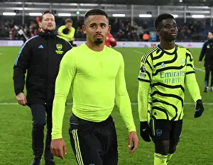 Arsenal's Jesus and Saka Celebrate Premier League Victory over Luton Town (2023-24)