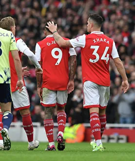 Arsenal's Jesus and Xhaka in Action against Leeds United, Premier League 2022-23