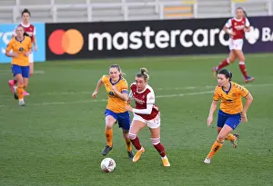Arsenal Women V Everton Women 2020-21 Prints: Arsenal's Jill Roord Fights Past Everton Defenders in FA WSL Showdown at Meadow Park (2020-21)