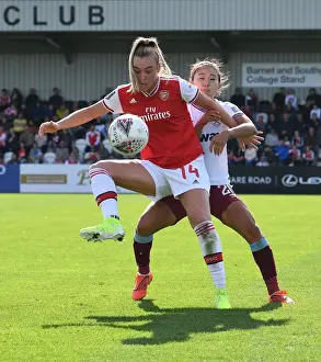 Arsenal Women V West Ham United 2019-20 Prints: Arsenal's Jill Roord Fights Past West Ham's So-Hyun Cho in WSL Clash