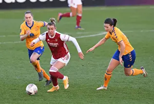 Arsenal Women V Everton Women 2020-21 Prints: Arsenal's Jill Roord Goes Head-to-Head with Everton Defenders: FA WSL Showdown at Meadow Park (2020-21)