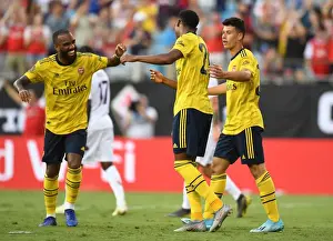 Arsenal's Joe Willock and Alexandre Lacazette Celebrate Goal in 3-0 International Champions Cup Win