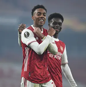 Arsenal's Joe Willock and Bukayo Saka Celebrate Goals in Europa League Victory