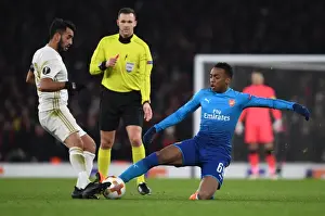 Arsenal V Östersunds FK 2017-18 Prints: Arsenal's Joe Willock Faces Off Against Östersunds Saman Ghoddos in Europa League Clash