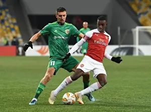 FC Vorskla Poltava V Arsenal 2018-19 Prints: Arsenal's Joe Willock Faces Off Against Vyacheslav Sharpar in Europa League Clash