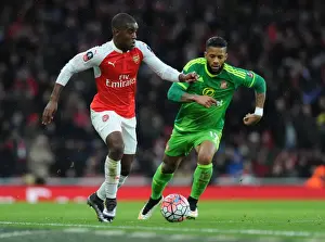 Arsenal V Sunderland FA Cup 2015-16 Prints: Arsenal's Joel Campbell Outsmarts Sunderland's Jermain Lens in FA Cup Showdown
