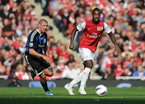 Arsenal V Stoke City 2011-2012 Prints: Arsenal's Johan Djourou Scores Against Stoke City: 3-1 Premier League Victory at Emirates Stadium