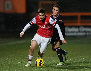Arsenal U19 V Athletico Bilbao U19 - NextGen Prints: Arsenal's Jon Toral Outmaneuvers Athletico Bilbao's Jurgi Oteo in NextGen Series Match