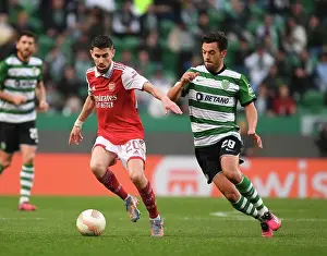 Sporting Lisbon V Arsenal 2022-23 Prints: Arsenal's Jorginho Breaks Past Sporting's Pedro Goncalves in Europa League Clash