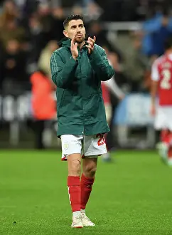Arsenal's Jorginho Celebrates with Fans after Newcastle Victory, Premier League 2023-24