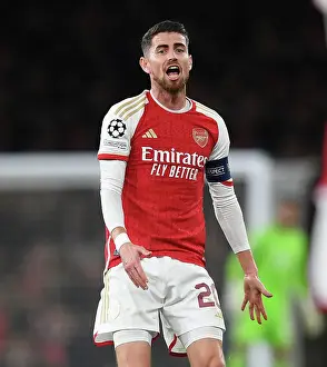 Arsenal's Jorginho Fights for Victory: Arsenal FC vs Sevilla FC in the 2023/24 UEFA Champions League