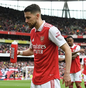 Images Dated 14th May 2023: Arsenal's Jorginho Gears Up: Arsenal FC vs Brighton & Hove Albion, Premier League 2022-23