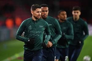 Images Dated 12th December 2023: Arsenal's Jorginho Gears Up: PSV Eindhoven vs Arsenal, UEFA Champions League 2023/24