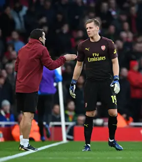 Arsenal's Juan Carlos Carcedo Coaches Bernd Leno during Arsenal v Huddersfield Town (2018-19)