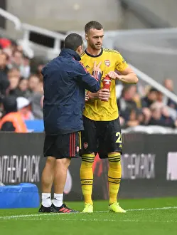 Arsenal's Juan Carlos Carcedo Coaches Calum Chambers during Newcastle United vs Arsenal Match