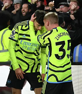 Brentford V Arsenal 2023-24 Prints: Arsenal's Jubilant Moment: Havertz and Zinchenko Celebrate Goal vs Brentford