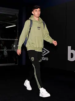 Arsenal's Kai Havertz Arrives at London Stadium for West Ham Cup Clash (2023-24)