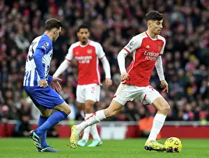 Arsenal's Kai Havertz Outruns Brighton's Pascal Gross in 2023-24 Premier League Clash