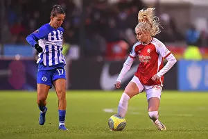 Brighton And Hove Albion V Arsenal 2023-24 Prints: Arsenal's Katherine Moller Kuehl Battles Tatiana Pinto in Intense Women's Super League Match