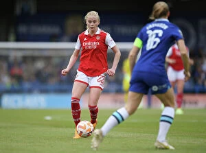 Images Dated 21st May 2023: Arsenal's Kathrine Kuhl Sprints Past Chelsea Defenders in FA Women's Super League Clash
